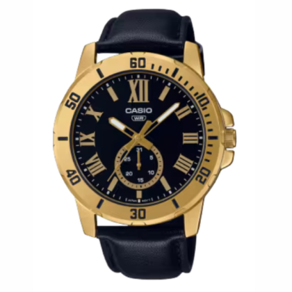 Casio General MTP-VD200GL-1B Black Leather Band Men Watch